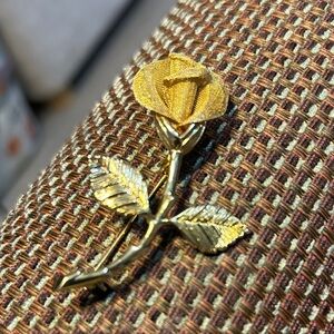 Elegant Gold Rose Brooch Ann Klein